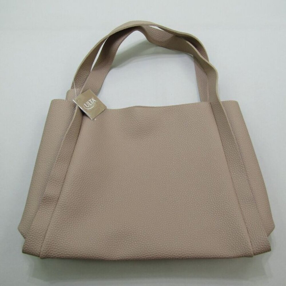 Ulta Beauty Medium Tote Bag Brown Pebbled Magnetic Close Double Handles NWT